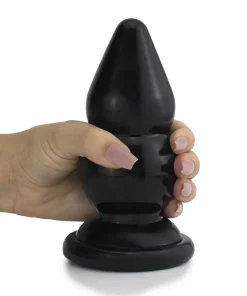 Plug Anal Grande Graduado M – PVC Flexível 16 x 6,7cm Preto Brilhante