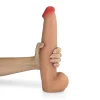 Pênis Realístico com Escroto Jiboia – Dildo em PVC Flexível 31x6cm Bege